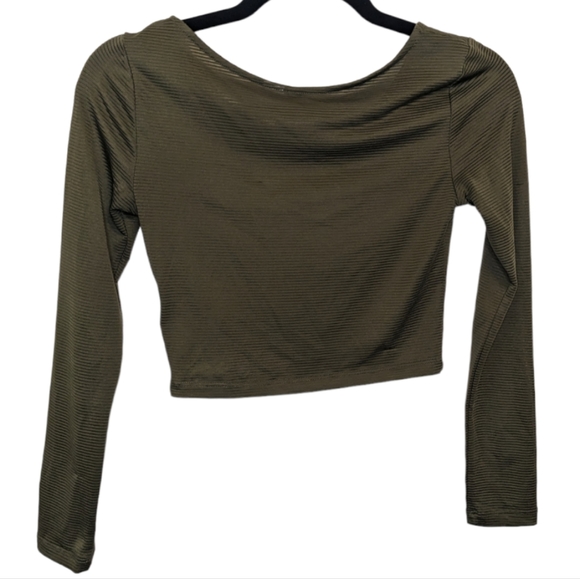 H&M Divided Olive Green Long Sleeve Crop Top 🌿✨ XS - Picture 2 of 8
